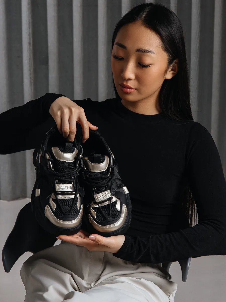 Кроссовки жен. 462-130-01/20 black+gold р.35