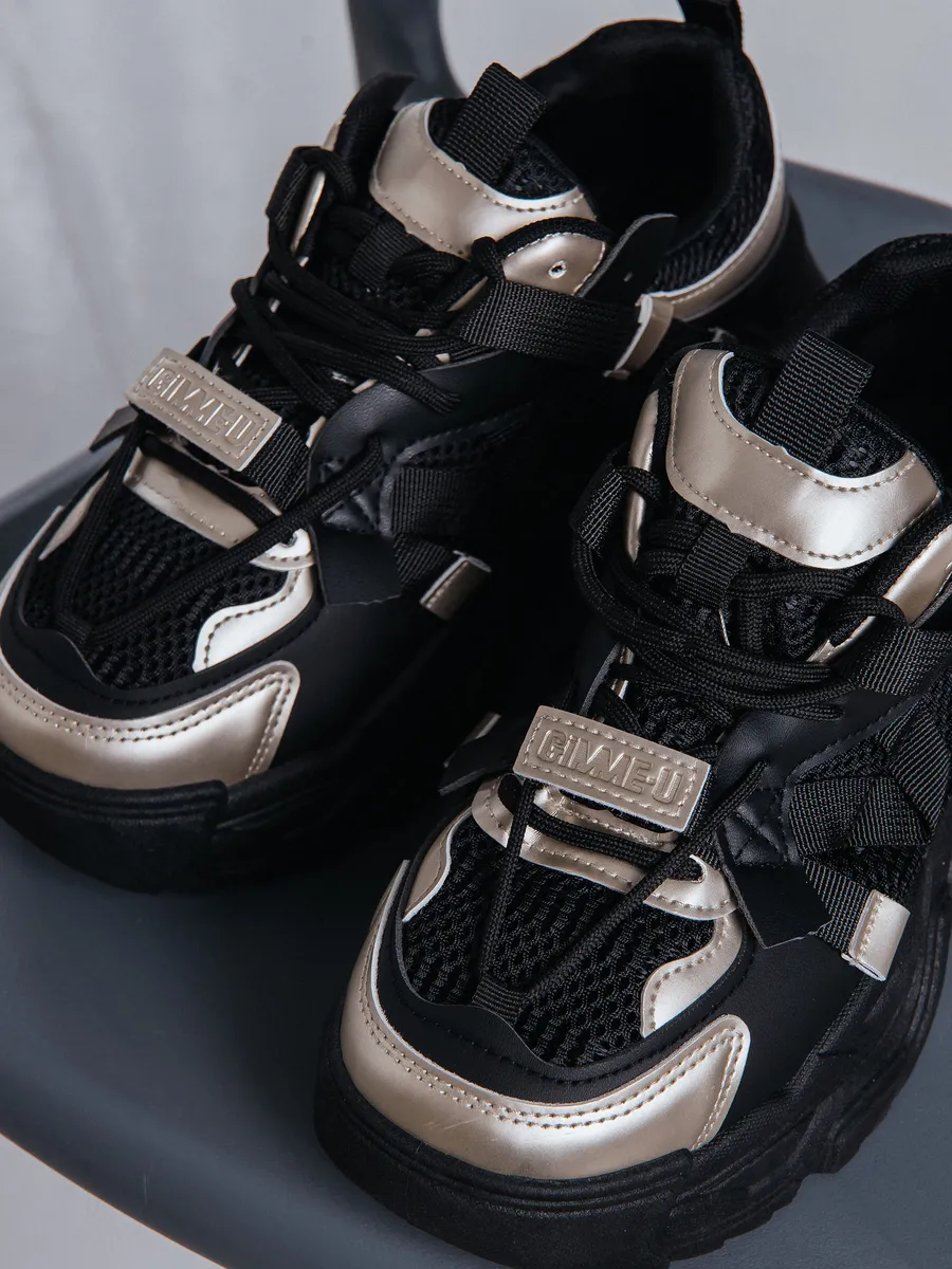 Кроссовки жен. 462-130-01/20 black+gold р.35