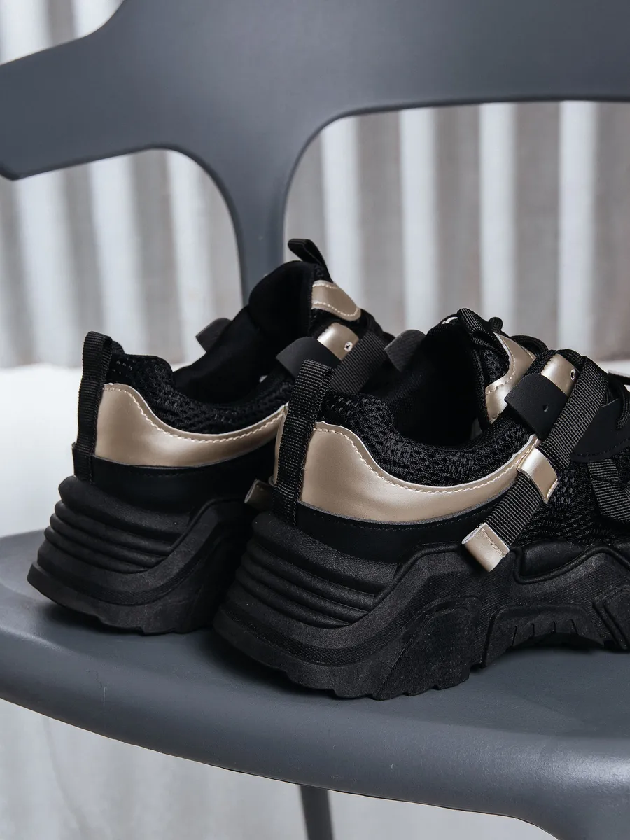 Кроссовки жен. 462-130-01/20 black+gold р.35