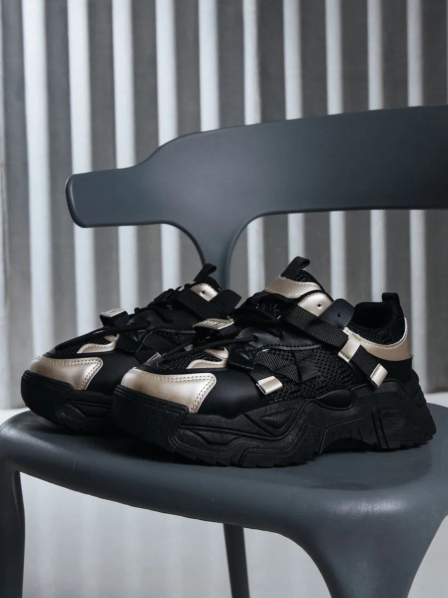 Кроссовки жен. 462-130-01/20 black+gold р.35