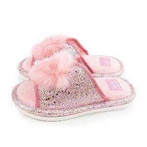 Тапочки детские блестящие SM 353-030 открытые с помпоном купить от производителя