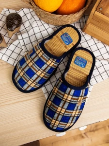 Тапочки домашние мужские А-160-1-02 в клетку закрытые (р.40/41)