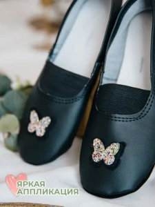 Чешки детские Р-068 черный, бабочка с пайетками р.23