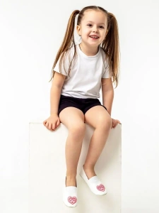 Чешки детские Р-124 Белые, сердце розовое р.23