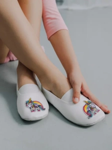 Чешки детские Р-127 Белые, единорог с радугой р.23