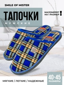 Тапочки домашние мужские А-160-03 в клетку (р.40/41)